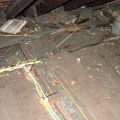 45 Attic floor boards were taken up to allow the wires to be ran through the joists. The attic floor boards were screwed back down after the installation