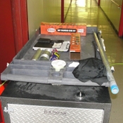 13 All our tools and materials are placed onto several carts to keep everything mobile